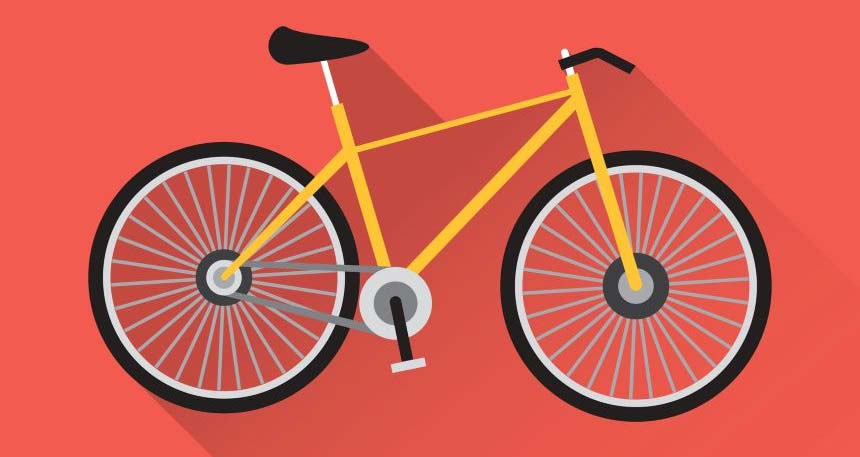 Yellow bike on red background vector