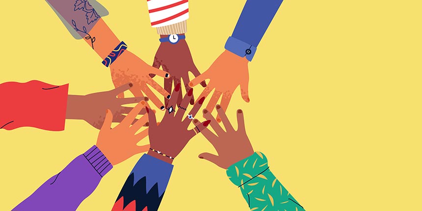 Illustration of hands joined in the centre