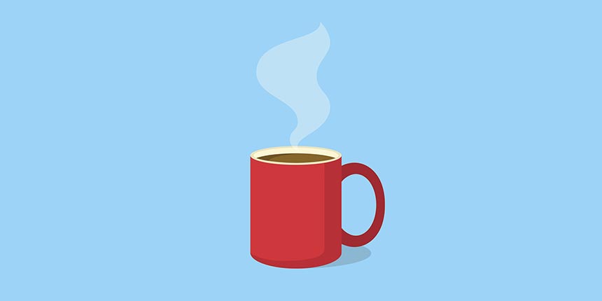 Vector image of red mug containing a steaming hot drink